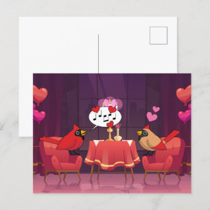 Northern Cardinal Birds Dinner Date Holiday Postcard