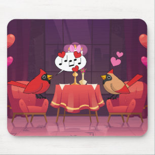 Northern Cardinal Birds Dinner Date Mouse Mat