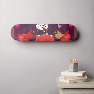 Northern Cardinal Birds Dinner Date Skateboard