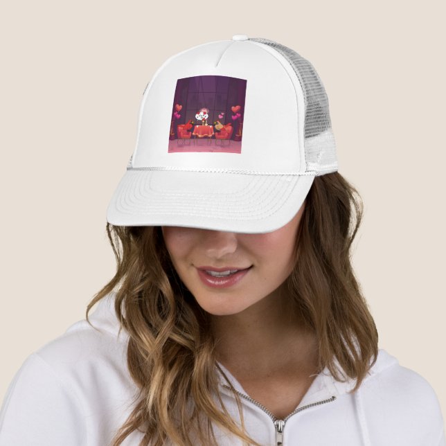 Northern Cardinal Birds Dinner Date Trucker Hat (In Situ)