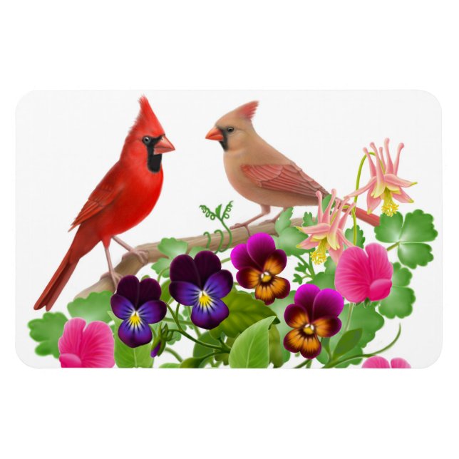 Northern Cardinal Birds Premium Magnet (Horizontal)