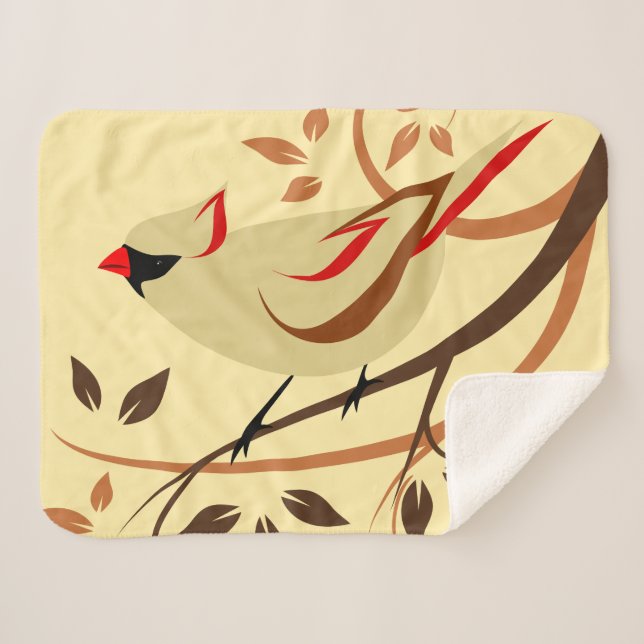 Northern Cardinal Birds Sherpa Blanket (Front (Horizontal))