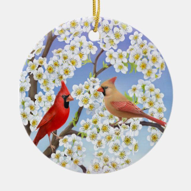 Northern Cardinal Couple Ornament (Front)