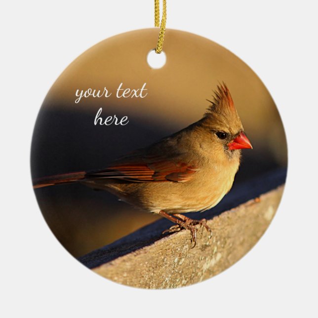 Northern cardinal female ceramic tree decoration (Front)