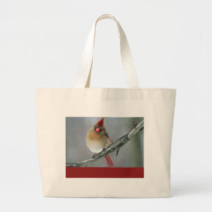 Northern Cardinal Female Large Tote Bag