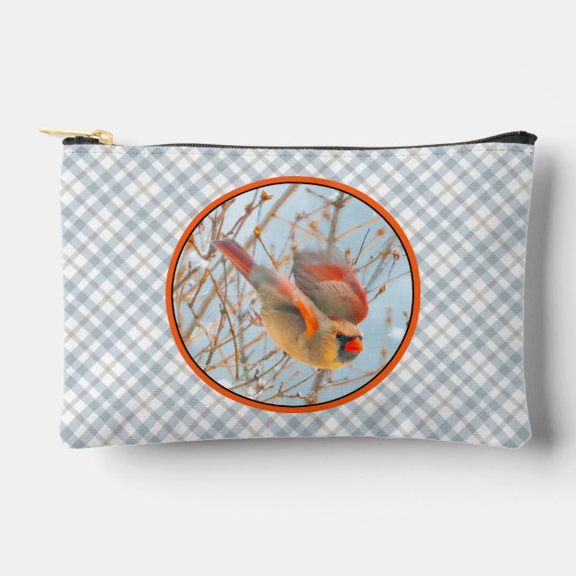 Northern Cardinal Flying in Snow Original Photo Accessory Pouch (Front)