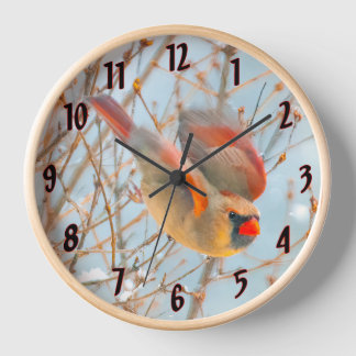 Northern Cardinal Flying - Original Photograph Clock
