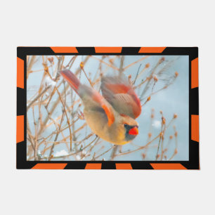 Northern Cardinal Flying - Original Photograph Doormat