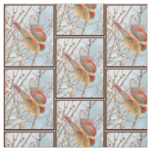 Northern Cardinal Flying - Original Photograph Fabric
