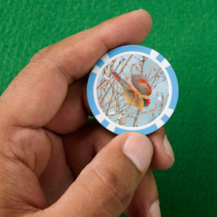 Northern Cardinal Flying - Original Photograph Poker Chips