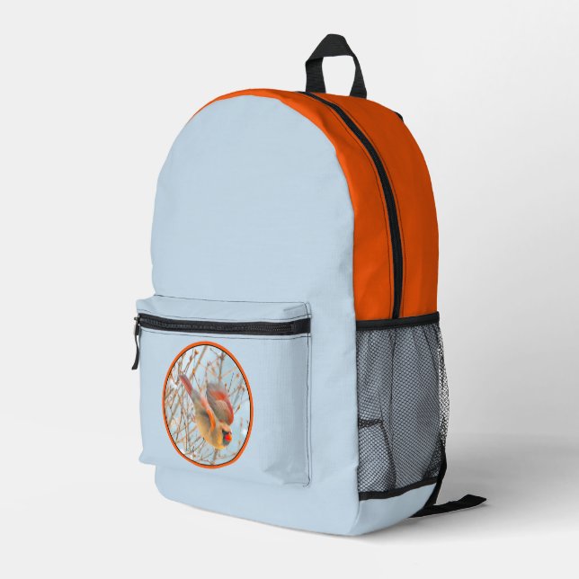 Northern Cardinal Flying - Original Photograph Printed Backpack (Back Corner Right)