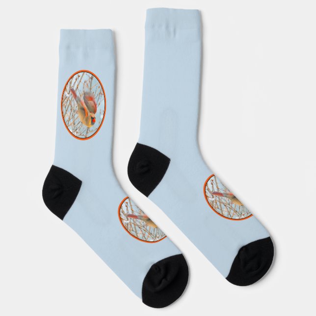 Northern Cardinal Flying - Original Photograph Socks (Right)