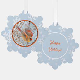Northern Cardinal Flying - Original Photograph Tree Decoration Card