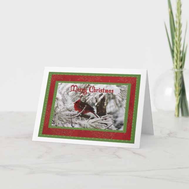 Northern Cardinal Male Christmas Card (Front)