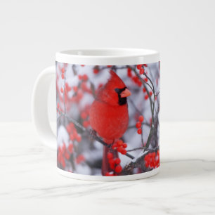 Northern Cardinal male, Winter, IL Large Coffee Mug