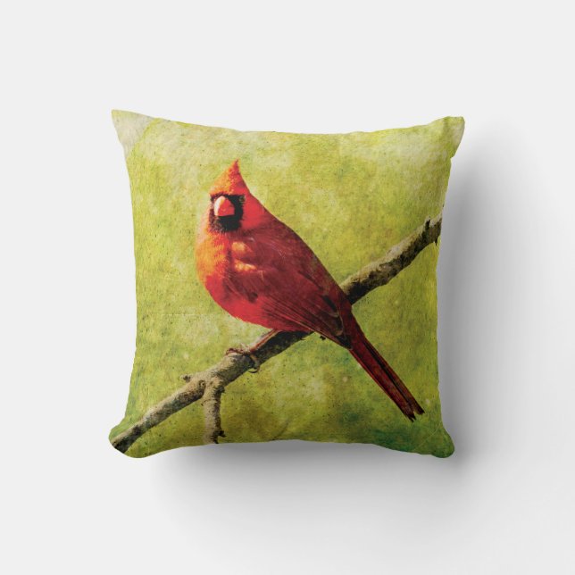 Northern Cardinal Nature Throw Pillow  (Front)