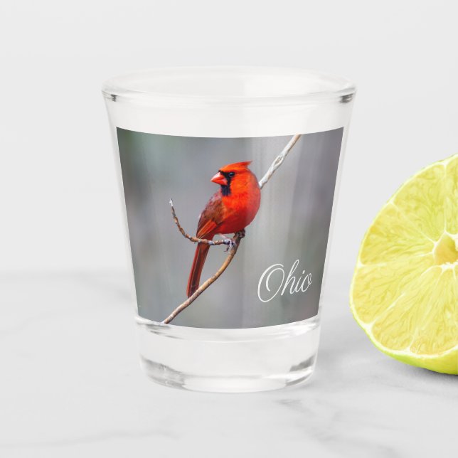 Northern Cardinal Ohioi Shot Glass (Front)