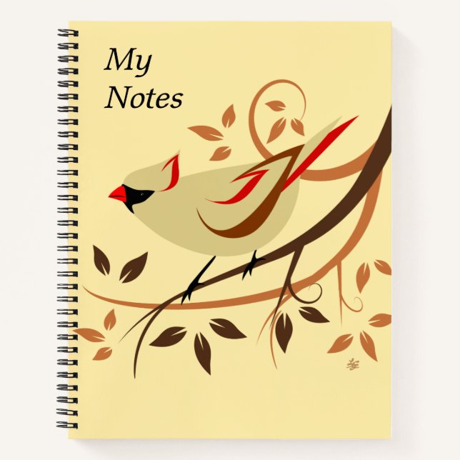 Northern Cardinal On Tree Branch Notebooks (Front)