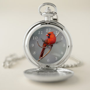 Northern Cardinal Pocket Watch