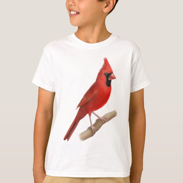 Northern Cardinal Red Bird Kids T-Shirt (Front)
