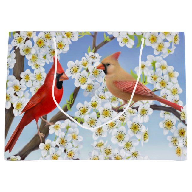 Northern Cardinal Red Birds Gift Bag (Front)