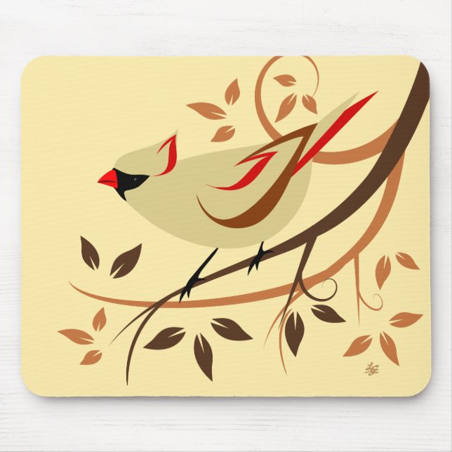 Northern Cardinal Songbird Mouse Mat (Front)