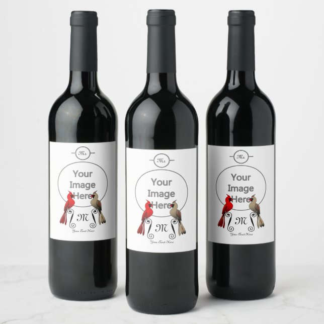 Northern Cardinal SongBird Wine Label (Bottles)