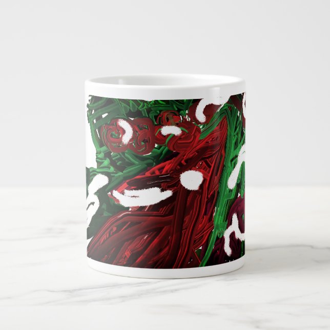 Northern Cardinal winter berry Large Coffee Mug (Front)