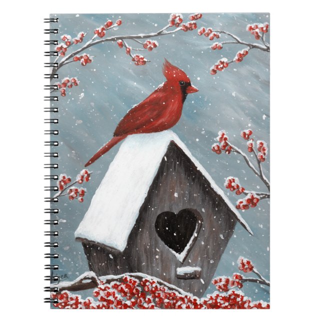 Northern Cardinal Winter Snow Notebook (Front)