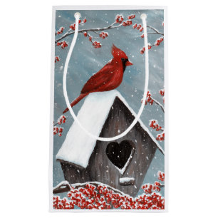Northern Cardinal Winter Snow Small Gift Bag