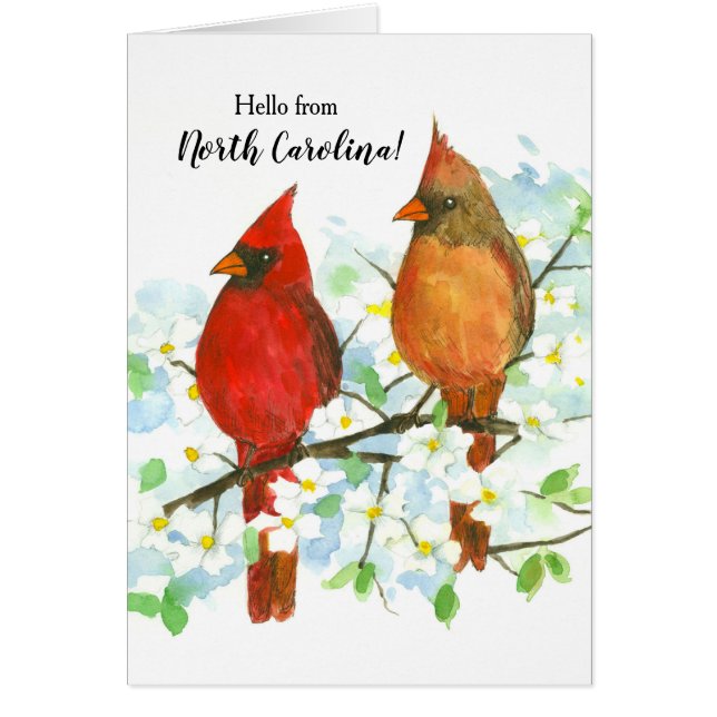 Northern Cardinals Hello From North Carolina Blank (Front)
