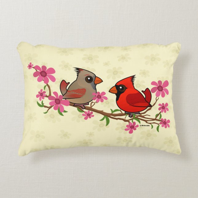 Northern Cardinals on Blossom Branch Decorative Cushion (Front)