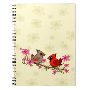 Northern Cardinals on Blossom Branch Notebook