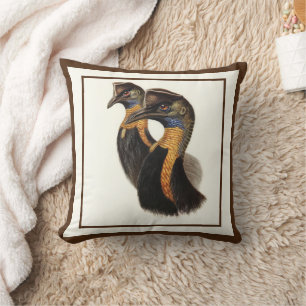 Northern cassowaries, Vintage birds Cushion