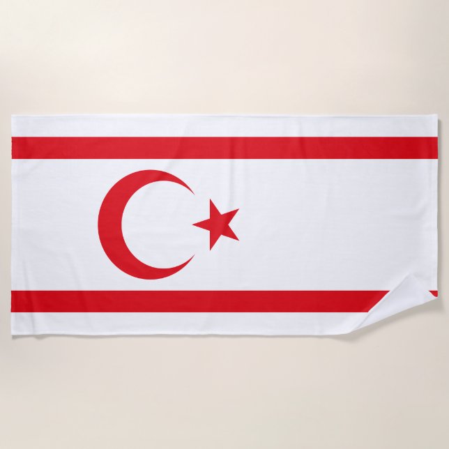 Northern Cyprus Flag Beach Towel (Front)