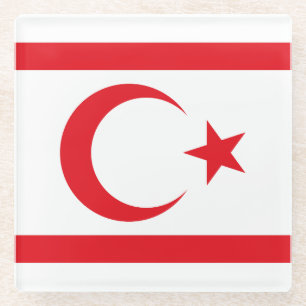 Northern Cyprus Flag Glass Coaster