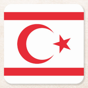 Northern Cyprus Flag Square Paper Coaster