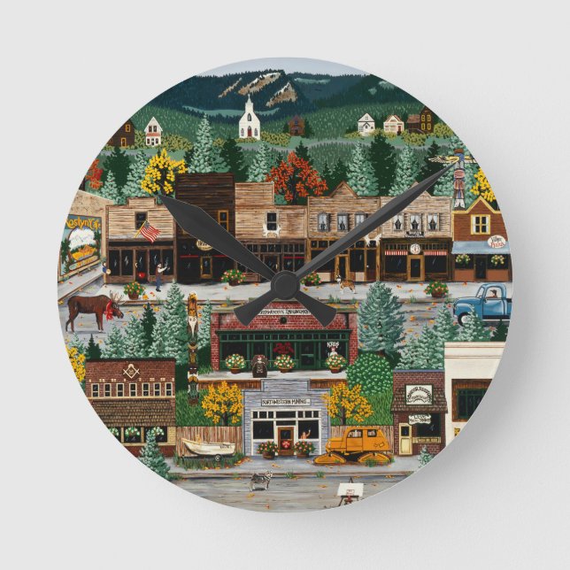 "Northern Exposure" ~ Roslyn, Washington Round Clock (Front)