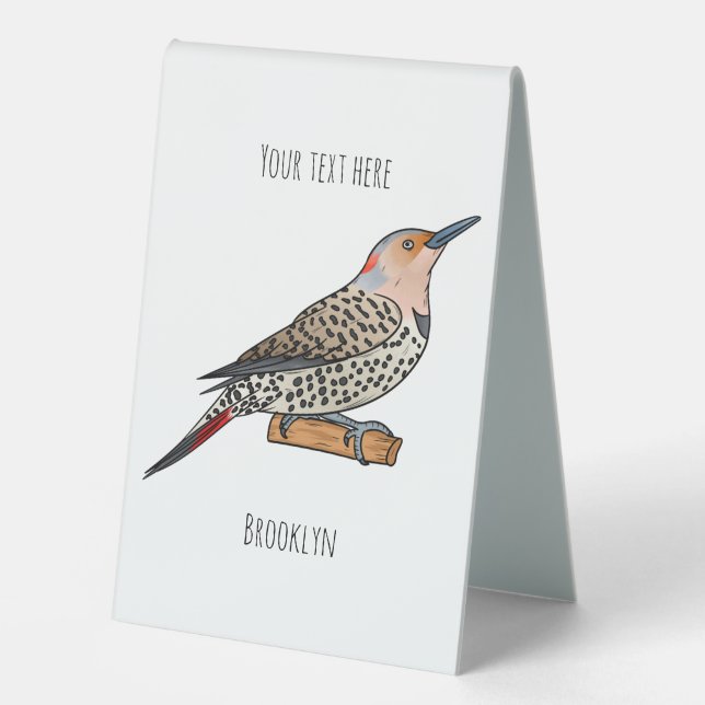 Northern flicker bird cartoon illustration  (Front)