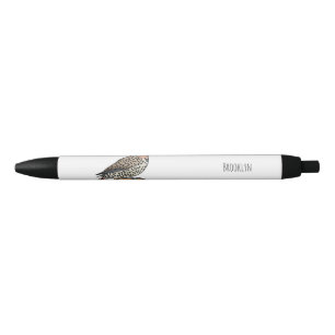 Northern flicker bird cartoon illustration black ink pen