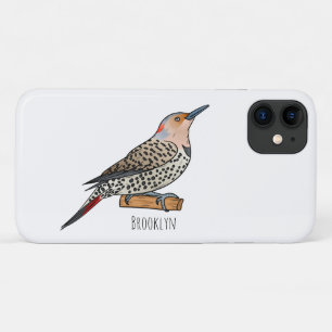 Northern flicker bird cartoon illustration iPhone 11 case