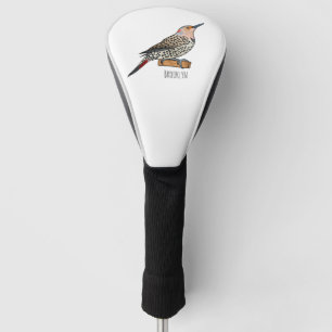 Northern flicker bird cartoon illustration golf head cover