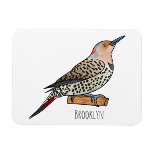 Northern flicker bird cartoon illustration magnet