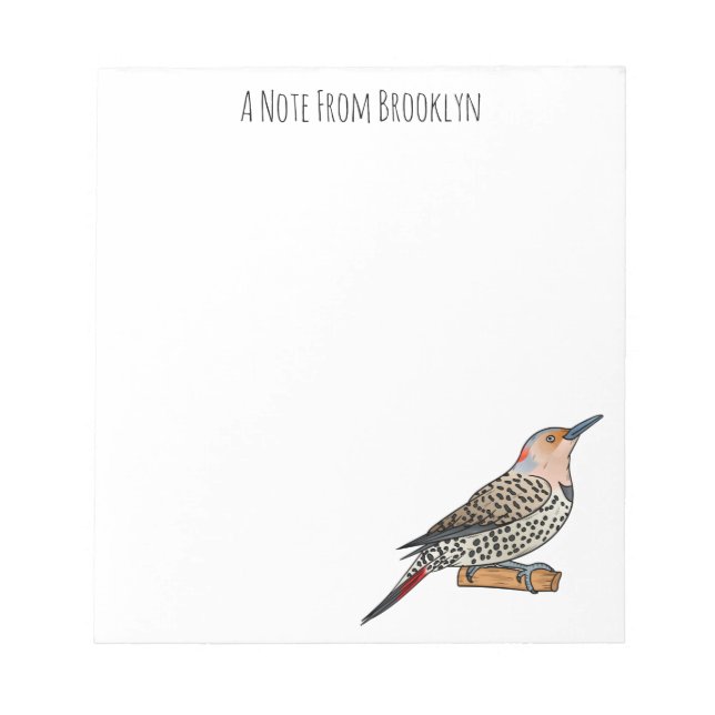 Northern flicker bird cartoon illustration  notepad (Front)