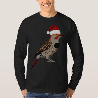 Northern Flicker Christmas Bird Santa Claus Biolog T-Shirt
