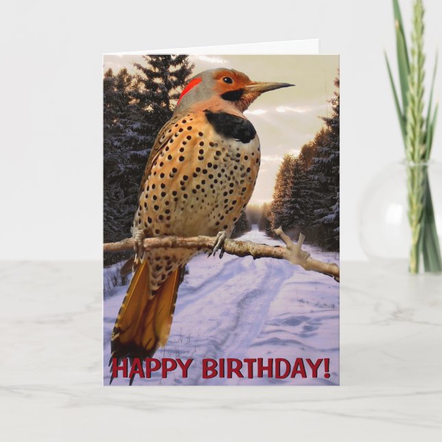 Northern flicker customisable greetings card (Front)