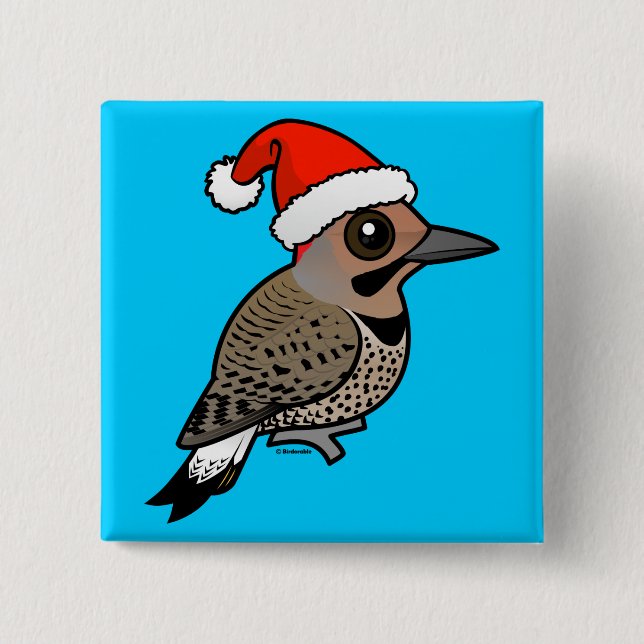 Northern Flicker Santa Claus (yellow shafted) 15 Cm Square Badge (Front)