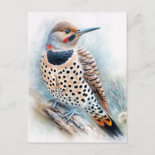 Northern Flicker Watercolor Art Postcard