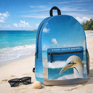 Northern Gannet Coastal Beach Photo Printed Backpack