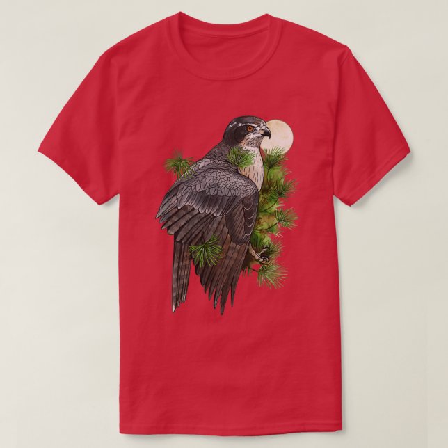 Northern Goshawk in Pines T-Shirt (Design Front)